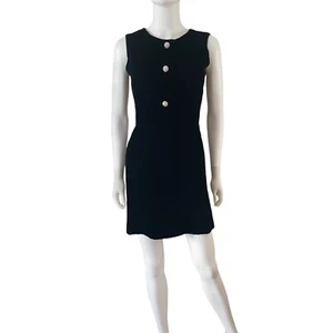 Vintage 60s Little Black Dress Velvet Mod Mini, Gr. S/M, Union Made, USA - Bild 1 von 11