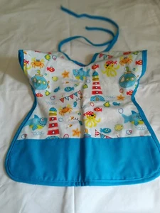 Handmade reversible bib with pockets 6 to 18 months - Picture 1 of 3
