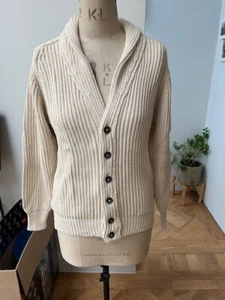 lovely ORIGINAL BLUES ladies sz S natural collar v nk long sleeve knit cardi - Picture 1 of 13