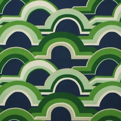 TELA ESTAMPADA MODERNA GEOMÉTRICA URBANA AZUL VERDE EDEN ROC DURALEE POR YARDA 54"W Foto 1 de 4