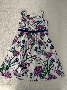 Talbot's Girl's Purple and Blue Flowered Dress Size 8 - Worn Once - Picture 1 of 3