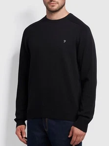 Jersey de cuello redondo de algodón regular negro Farah para hombre - Imagen 1 de 3