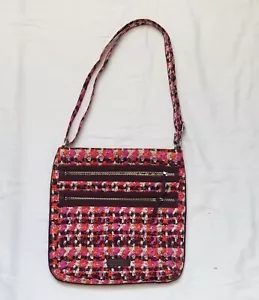 Vera Bradley Triple Zip Mailbag Cross Body Hipster Purse Bag Pink Purple 11”x11” - Picture 1 of 7