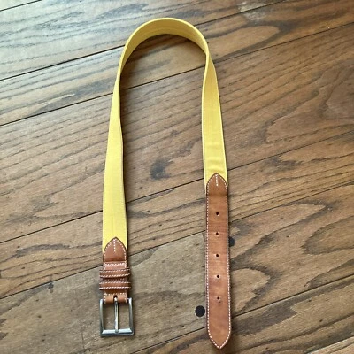 "CINTURÓN ANDREA D'AMICO PARA HOMBRE cuero y lona color amarillo talla 36"" 1,5""" Foto 1 de 4