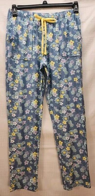 Pantalones de Pijama Sonoma Talla Pequeña Floral Cordón Azul Amarillo Bolsillos Foto 1 de 4
