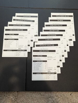 Rich Dad Cashflow Investing 101 piezas de repuesto para juegos de mesa - tu profesión Foto 1 de 4