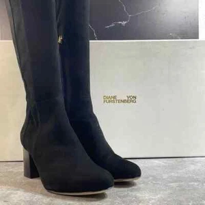 Diane Von Furstenberg Womens Tall Luzzi Boot Black Size 6.5m - Picture 1 of 13