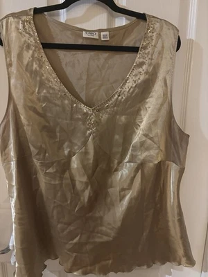Satin Babydoll Y2K 90’s Sequin Tank Size 22/24W Gold Fairy Holiday Office Career - Image 1 of 4