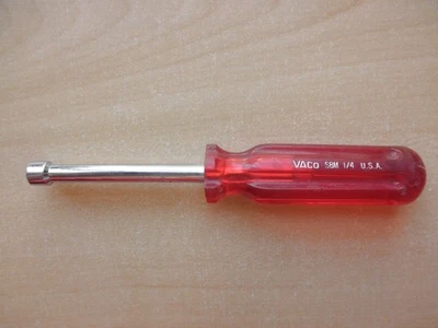 Vaco S8M 1/4" 6 Puntos SAE Tuerca Magnética Destornillador Rojo Transparente Mango 6.5" EE. UU. Foto 1 de 3