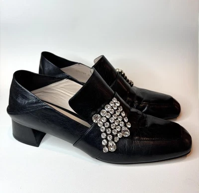 Stuart Weitzman Shoes Womens Size 10 Black Swarovski Crystal Mules Irises Loafer - Image 1 of 4