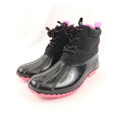 Tommy Hilfiger Women Black Pink Duck Boots Waterproof Lace Up Ankle Boots 11 M - Image 1 of 4