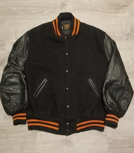 Vintage Skookum Lettermans Jacket 100% Virgin Wool Leather Sleeves Mens Large - Picture 1 of 4