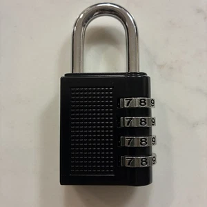 Padlock 4 Digit Combination Lock, Resettable, Black NEW - Picture 1 of 8
