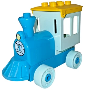 LEGO DUPLO Train Engine #1 Toy Vehicle Replacement Part Teal Base Blue Wheels - Picture 1 of 3