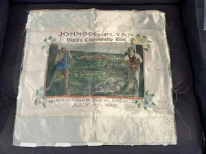 Original 1912 Jack Johnson Boxing / Fireman Jim Flynn Hand Sewn SILK - Picture 1 of 4