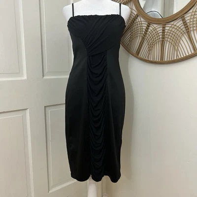 Vestido de cóctel CALVIN KLEIN negro acanalado convertible con correa sin tirantes talla 10 Foto 1 de 4