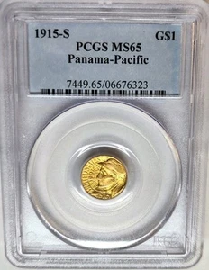 Exquisite 1915-S Panama-Pacific Gold Commemorative Gold Dollar $1 PCGS MS-65 - Picture 1 of 4