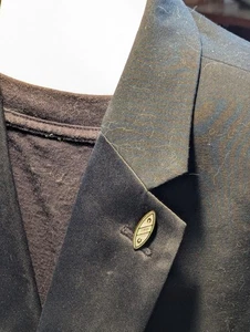 Vintage Guilloche Enamel Horseshoe & Flower Lapel Stick Pin ~3" - Picture 1 of 6