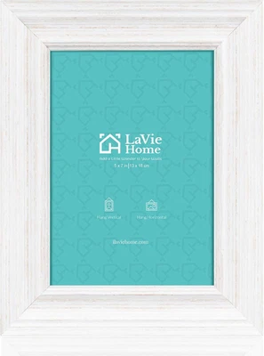 Moldura para foto rústica 5X7 (pacote com 1, branco desgastado) para exibição - Imagem 1 de 4