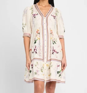 NUEVO CON ETIQUETAS JOHNNY WAS JADE XL Loren Mini Vestido Mezcla Seda en Willah - Imagen 1 de 7