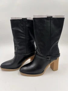 Botas de cuero Franco Sarto L-Paxton media pantorrilla tacón ancho negras para mujer 6,5 M NUEVAS - Imagen 1 de 10