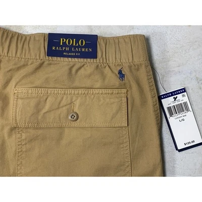Polo Ralph Lauren Masculino L Ajuste Relaxado Luxo Chino Shorts Bege Cordão Novo com etiquetas - Imagem 1 de 4