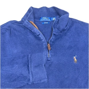 Polo Ralph Lauren Estate Costilla Azul Marino Carne Poni Hombres L Cuarto Cremallera Pullover Algodón - Imagen 1 de 7