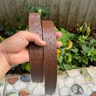 Cinturón para hombre, cinturón de piel de cuero genuino de pierna de avestruz, cinturón de ceja de avestruz N hecho a mano Foto 1 de 4