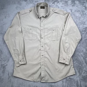 Vintage Melton Deerskin Shirt Mens XL Tan Button Down Pockets Epaulettes - Picture 1 of 15
