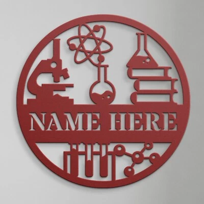 Personalized Scientist Teacher Name Metal Sign. Custom Professor Wall Decor Gift - Image 1 of 4
