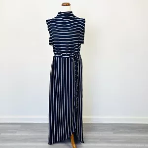 Shona Joy Womens Dress Blue White Stripe High Neck Casual Size 8 - Picture 1 of 8