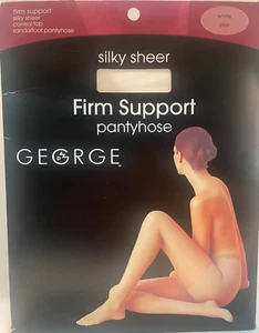 Firm Support, Silky Sheer Pantyhose-White-Plus - Picture 1 of 2
