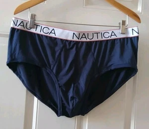 NAUTICA MEN'S NAVY AND WHITE BRIEF, SIZE XL - Picture 1 of 3