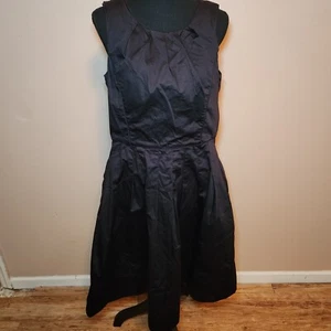 Talbots Women's Sz10 Sleeveless Pleated Fit & Flare Black Dress Pockets - Picture 1 of 7