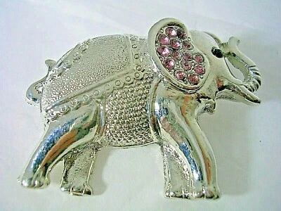 БУЛАВКА СЛОН С РОЗОВЫМИ КРИСТАЛЛАМИ И ЦЕПОЧКОЙ ИЗ НЕРЖАВЕЮЩЕЙ СТАЛИ ПОЛИРОВАННАЯ - Изображение 1 из 4