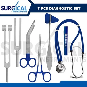 Stimmgabel Lister Schere Taylor Hammer Pinzette Stethoskop Kit - BLAU Deutsch G - Bild 1 von 8