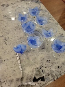 8 STEVEN MASLACH  Blues ART GLASS wine HAND BLOWN SIGNED & DATED  1978 - Picture 1 of 12