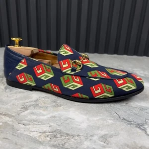Gucci Canvas Mr. Porter Cube Horsebit Brixton Loafers Blue 8 G or 8.5 US 42 EUR - Picture 1 of 12
