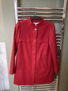 LADIES RED WOOL SMART OVERCOAT SIZE 8 BY LA REDOUTE - Picture 1 of 14