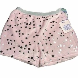 More Than Magic Girl's Soft Fuzzy Pajama Shorts Pink With Silver Stars Small - Picture 1 of 1