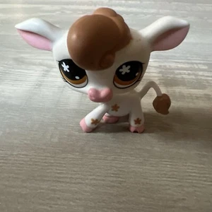Littlest Pet Shop LPS #476 White Cow Orange Eyes Authentic - Picture 1 of 4