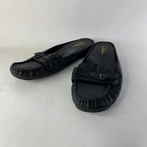Cole Haan Shoes Mule Clog Women 8B Slides Nikeair Black Leather Casual Buckle C7 - Picture 1 of 15