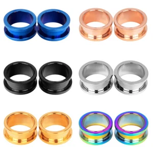 6 Paar bunte 316L Stahl Ohr Messgeräte Schraub Fit Ohr Flesh Tunnel Plug Piercing - Bild 1 von 9
