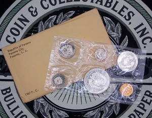1967 Republic of Panama SILVER Proof (6 Coin) Balboa Set w/ Original Envelope - Picture 1 of 2