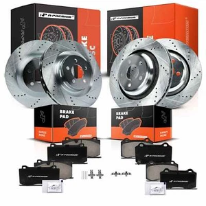 Drilled Brake Rotor & Ceramic Brake Pads Front and Rear for Chrysler 300 Dodge - Foto 1 di 10