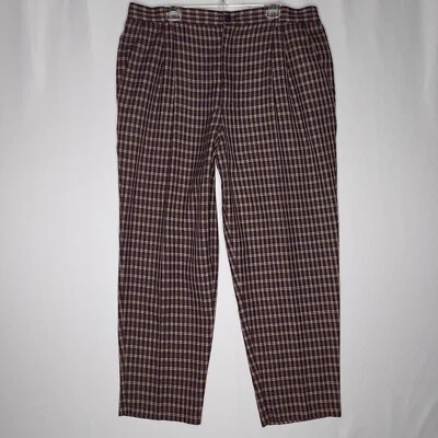 Pantalones plisados Maggie Barnes de colección para mujer 20 cuadros tiro alto bolsillo cónico años 90 Foto 1 de 4