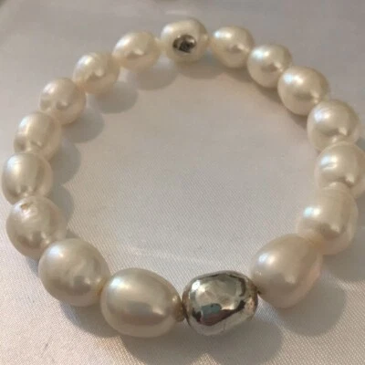 Pulsera elástica Silpada Shine On de plata de ley 925 con perlas B2894 Foto 1 de 4