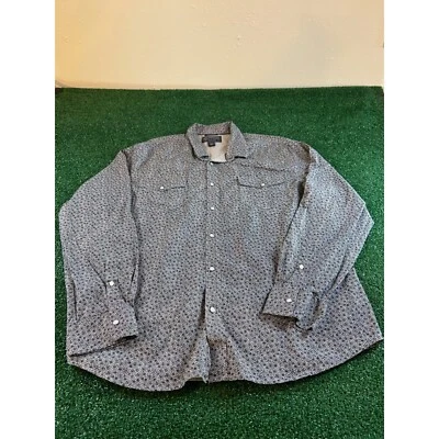 Camisa a Presión American Rag Pearl Manga Larga Azul Occidental Blanco Floral Para Hombres XXL 2XL Foto 1 de 4