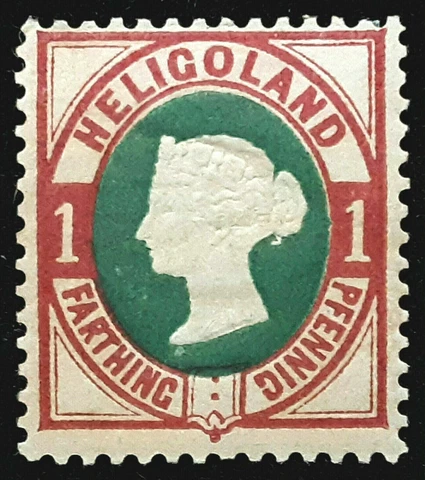 HELIGOLAND 1875-90 SG10 1pf. (¼d.) DEEP GREEN AND ROSE  -  MNH CV £16.00 Cover