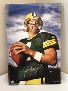 Brett Favre firmato 16x24 tela montata LE 19/444 Favre ologramma & COA Packers - Foto 1 di 3